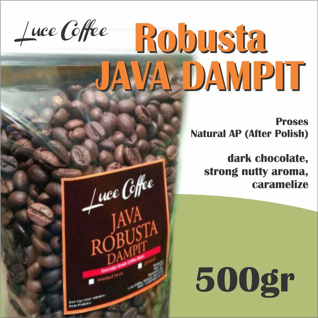 Luce Coffee, Kopi Java Robusta Dampit 500gr - Biji sangrai atau Bubuk