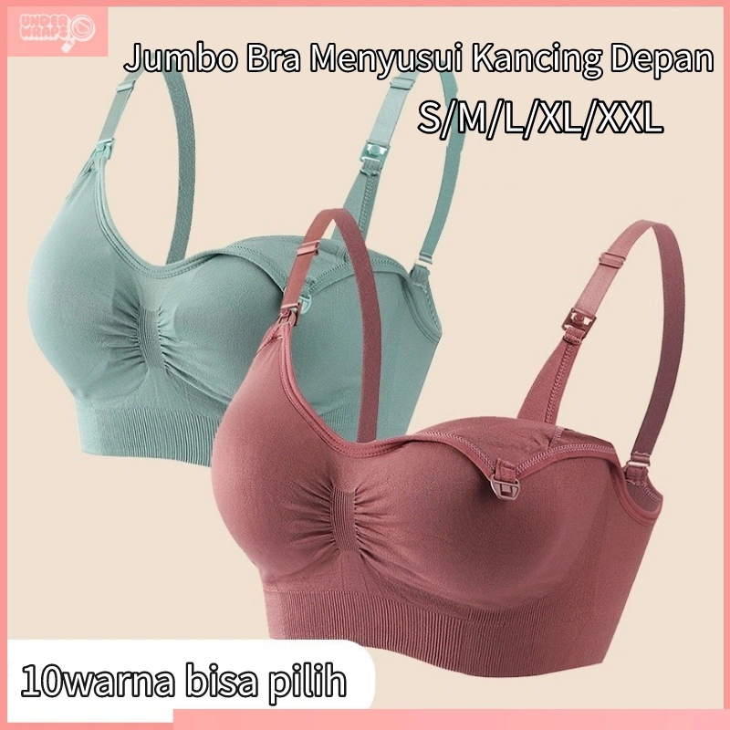ANGEL MOMMY IBU Bra Menyusui Jumbo Kancing Depan Tanpa Kawat Hamil Murah Bh Menyusui Bahan Katun