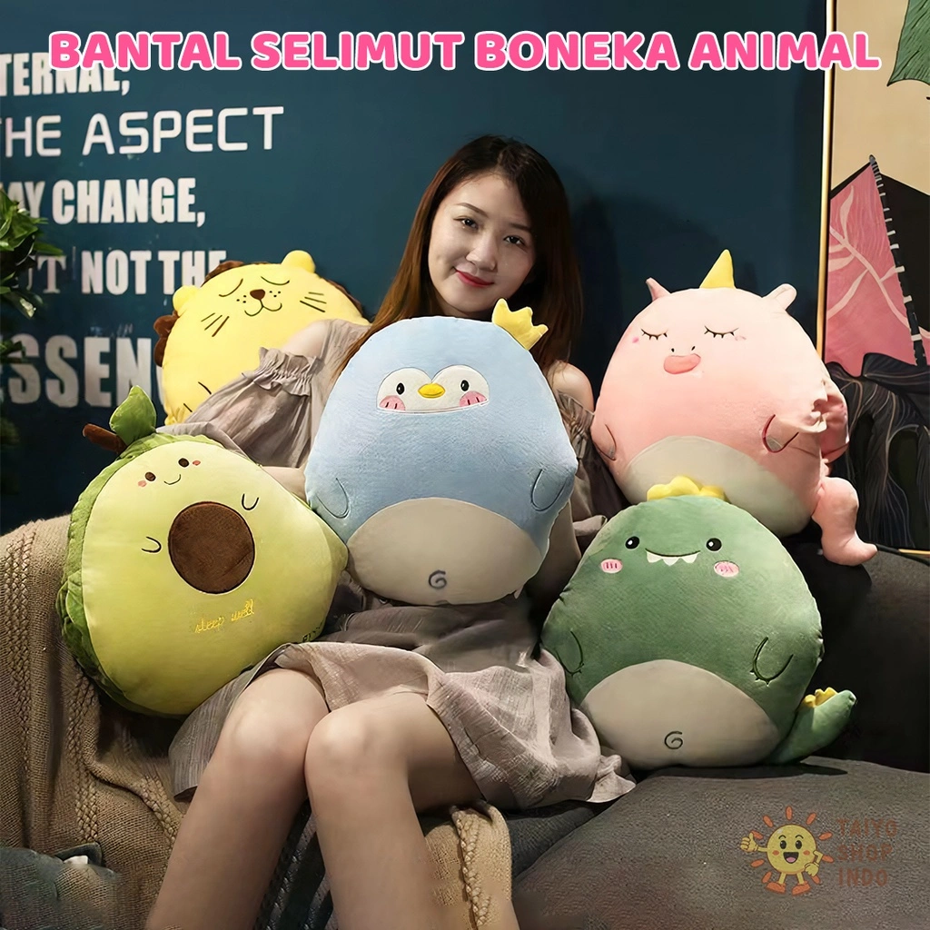 TAIYO Boneka Balmut 2 in 1 Bantal Selimut Karakter Animal Buah Bahan Lembut 170x100cm