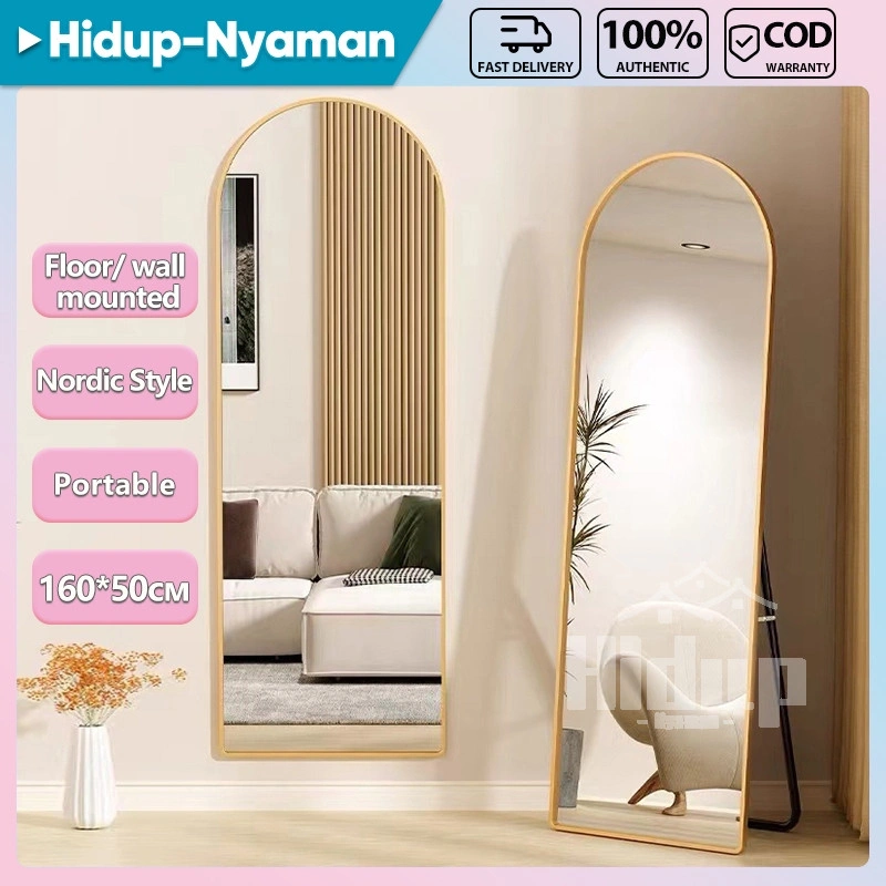 (Free Packing Kayu) Cermin Full Body Cermin Aeshtetic standing mirror Tipe Oval 160x50/150x40CM