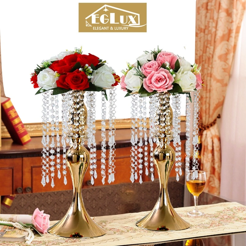 Vas bunga hiasan dekorasi ruang tamu mewah pajangan lemari kaca luxurious wedding vase decoration dengan tetesan kristal