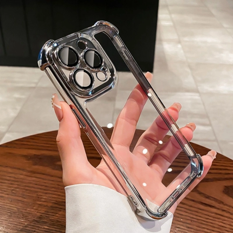 plating airbag Case For iPhone 16 15 14 13 12 11 Pro Max 15 plus With Lens Protector Casing iPhone 11 12 15 14 13 16 ProMax 15 plus premium Shockproof Transparent Bumper back Cover