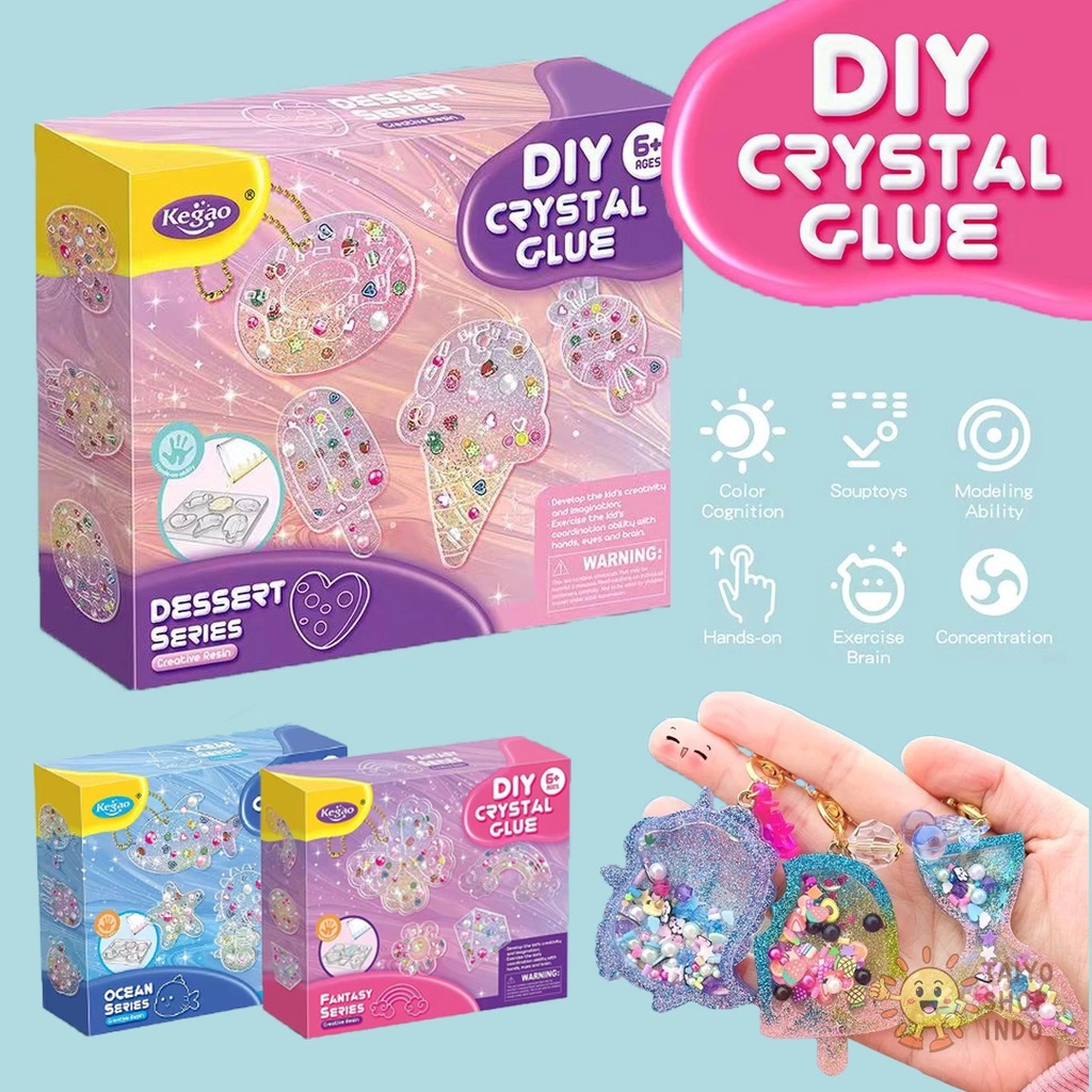 TAIYO Mainan Anak DIY Crystal Glue Manik Manik Kreatifitas Aksesoris Gantungan Kunci Tas
