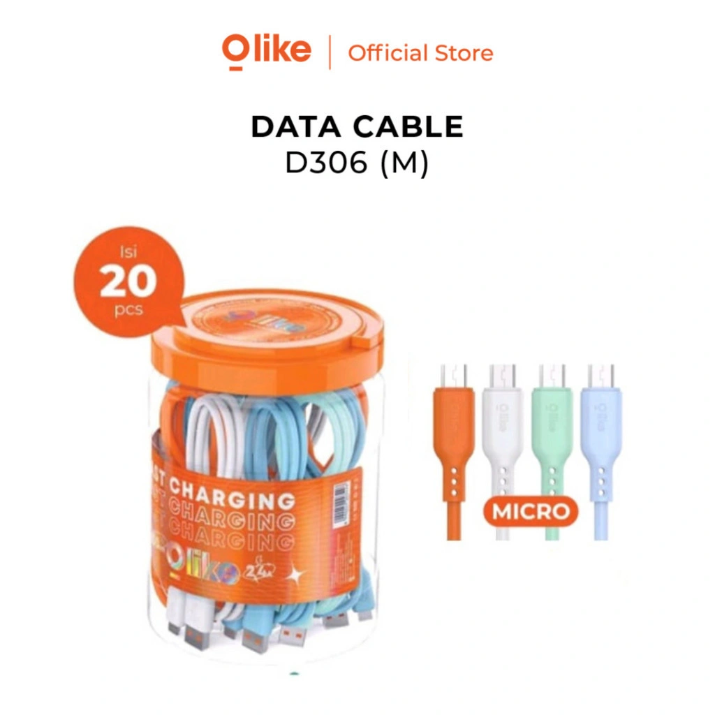 OLIKE D306 (D306 M / D306 C / D306 L) 1Toples Isi 20 Pcs Kabel Data 100 Cm