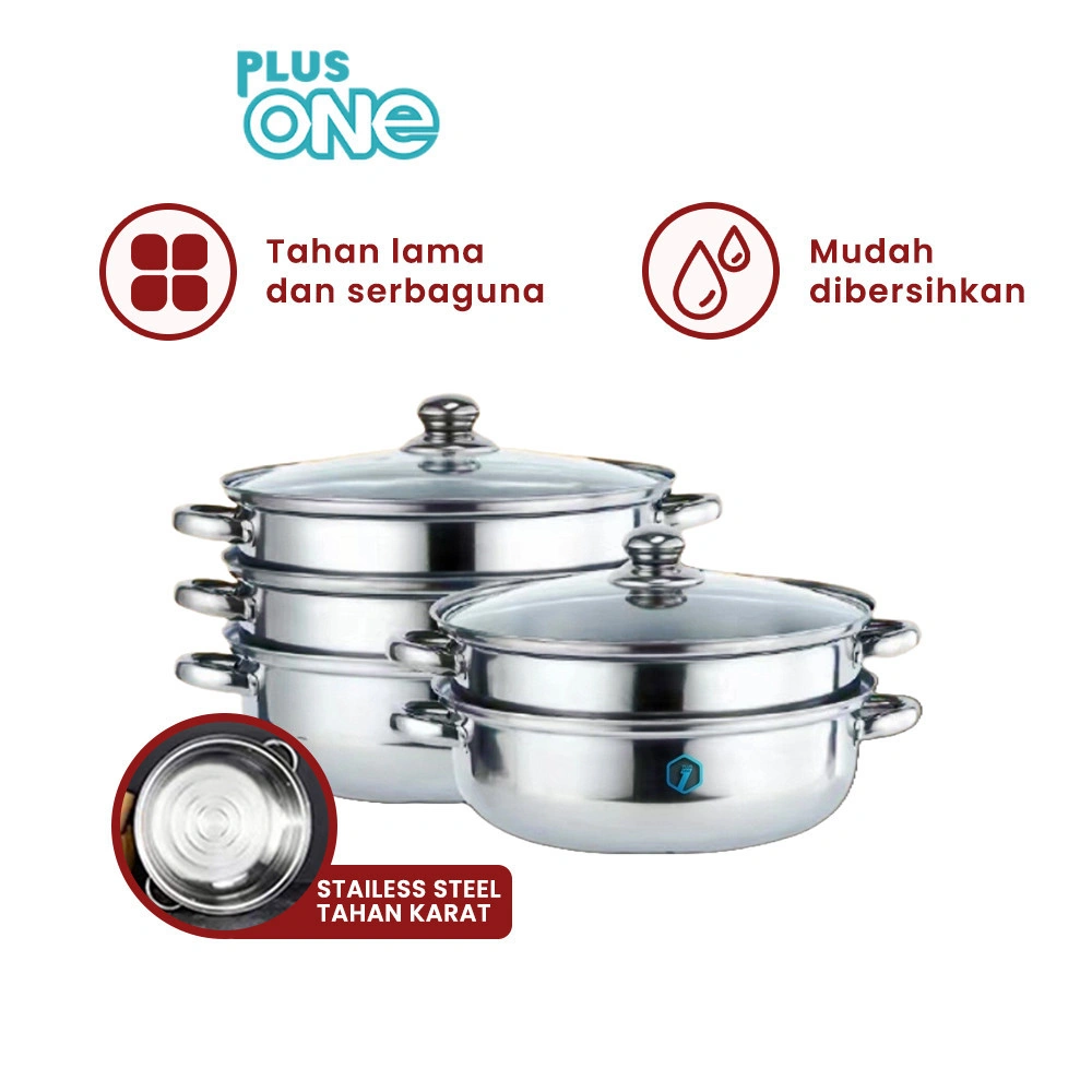 Plus One  Panci Steamer Kukus 2 in 1 Stainless Steel Multifungsi Kuah Rebus - 1039