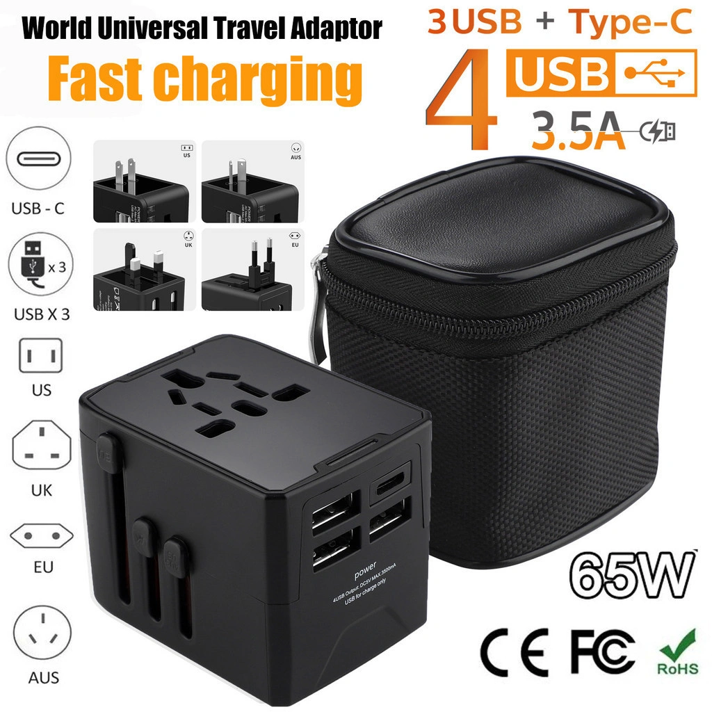 Universal Travel Adaptor 3.6A Fast charging Colokan adapter Dual USB Dual Usb  colokan internasional US / EU / AU / UK