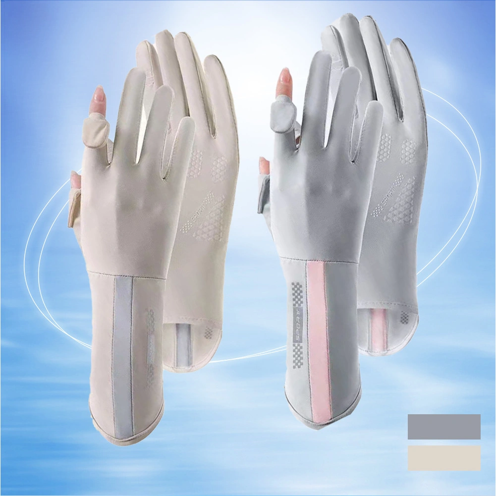 Sarung Tangan Anti UV Motor Wanita Ice Feeling Fabric Sarung Tangan Matahari UPF50, Outdoor Motor Antislip Gloves, Panjang Sarungtangan