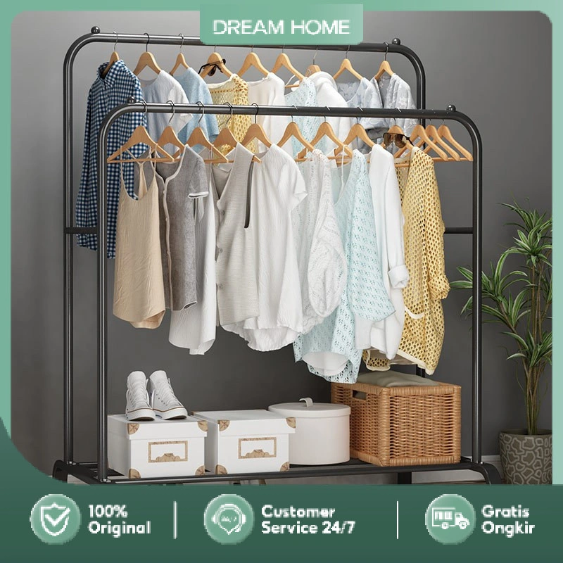 Dreamhome Stand Hanger Rak Gantungan Baju Rak Jemuran Baju Stand Hanger Rak Baju Gantung Besi AFF