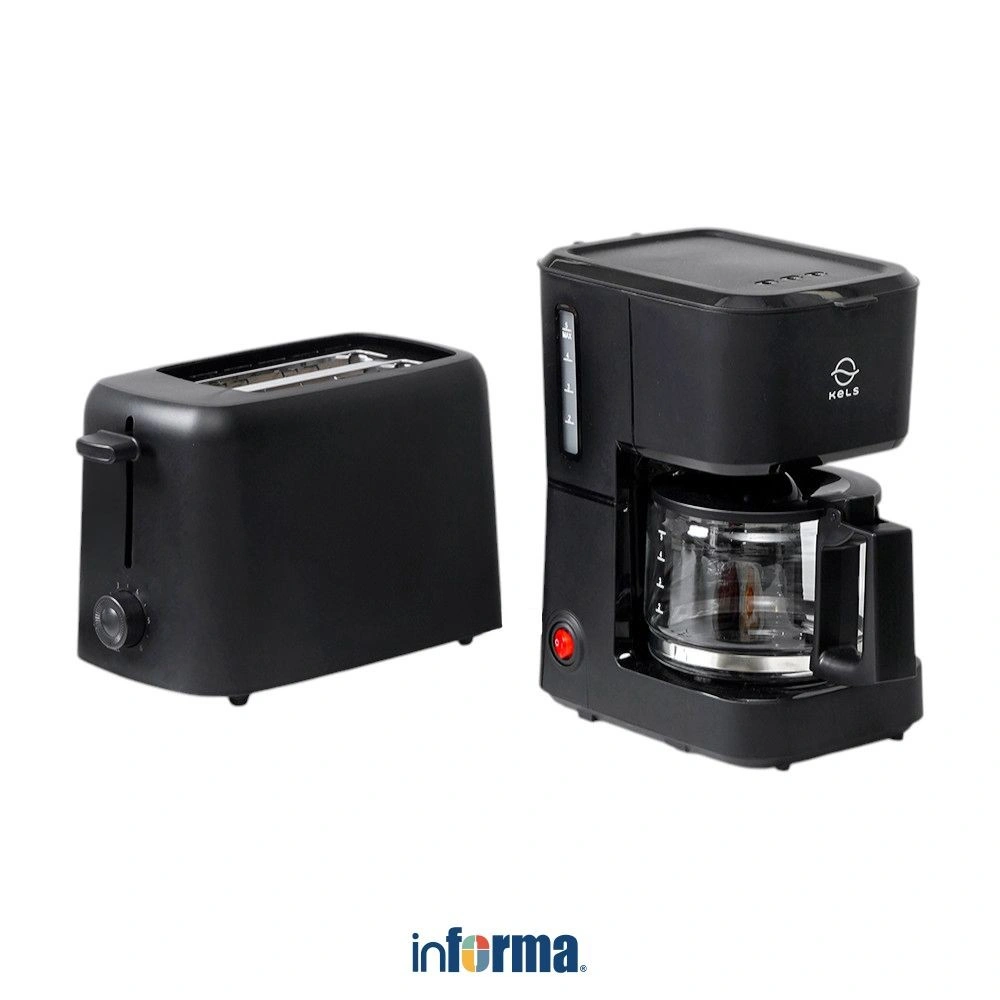 Informa Kels Delo Set Coffee Maker & Toaster - Hitam Pemanggang Roti Bread Grill Mesin Kopi Alat Pembuat Minuman Kopi