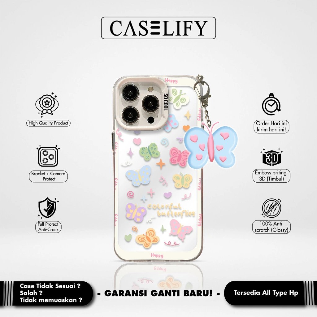 CASELIFY all type casing imd colorful butterfly case iphone samsung oppo vivo xiaomi redmi realme infinix poco huawei casing silikon ponsel hp softcase hardcase softcase anti crack kuning shock banting cute lucu keren