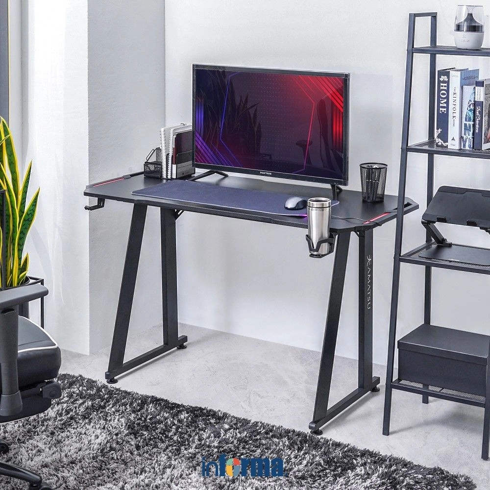 Informa Amatsu Chi Meja Gaming - Hitam Gaming Desk Meja Komputer Gaming Pc Table