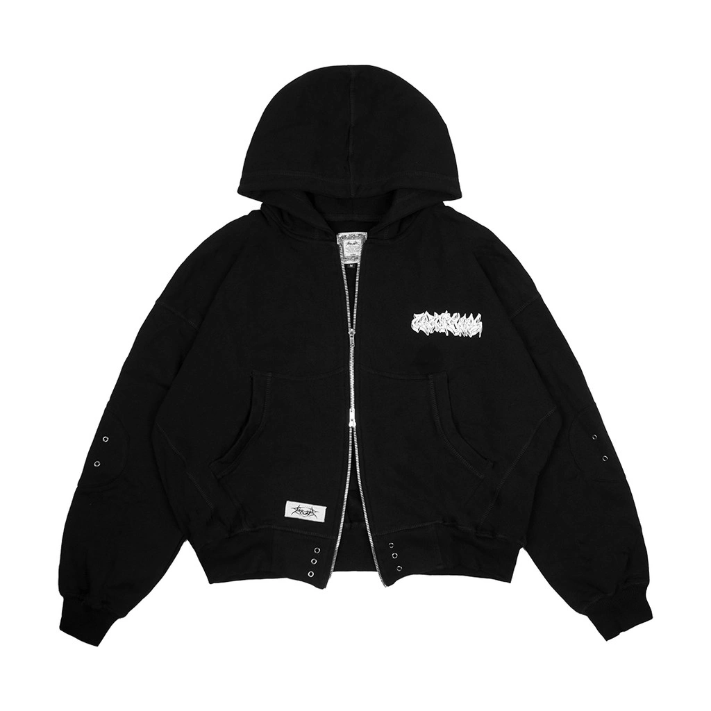 GRDT - Wildstyle Double Zip Boxy Hoodie Black