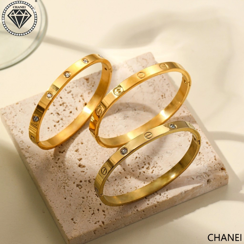 CHANEI-Gelang Titanium Wanita Anti Karat - Perhiasan Mewah Pernikahan Hadiah Ulang Tahun Pesta