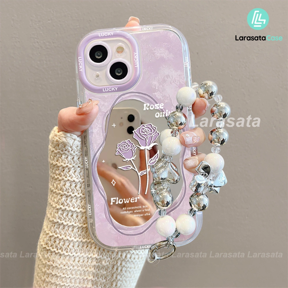 Casing hp aesthetic cewek Bunga mawar ungu yang bergaya premium cover Case Untuk iPhone 15 pro max plus 12 13Pro 14 11 Plus 6 7 8 6+ 7+ 8+ Xs Max 04892
