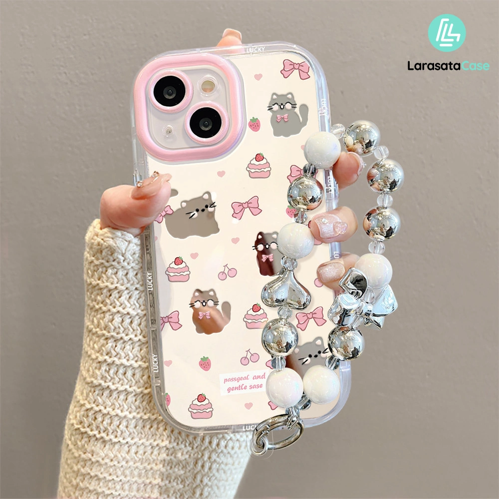 Case kucing lucu Fancy Mirror bumper shockproof casing Untuk iPhone15 pro max plus 11 12 13Pro 6 7 8 6+ 7+ 8+ Xs Max 14 Plus Dengan gelang 02596