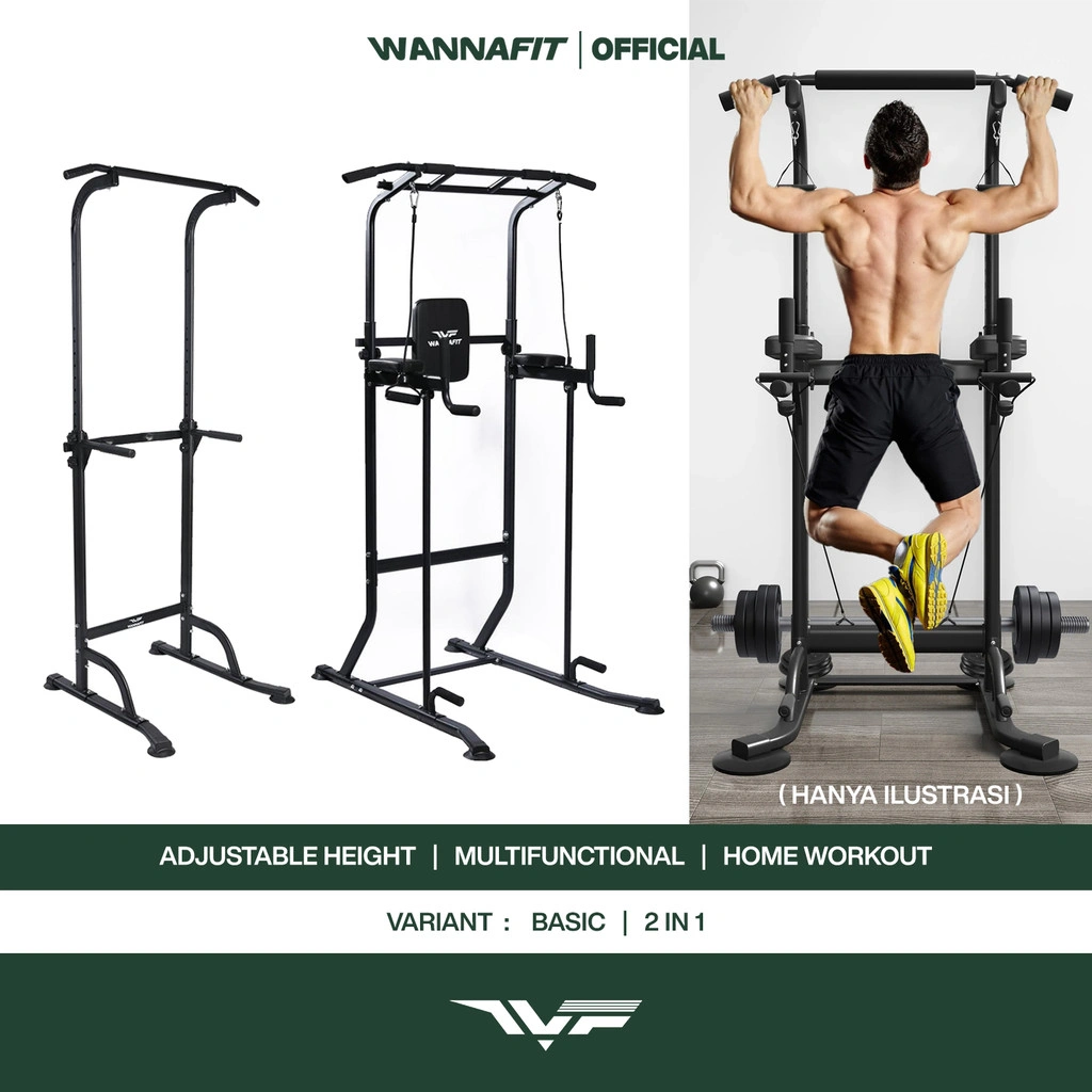 WANNAFIT Pull Up Tower Basic & 2 in 1 | Fitness Pullup Power Rack Horizontal Bar Home Gym