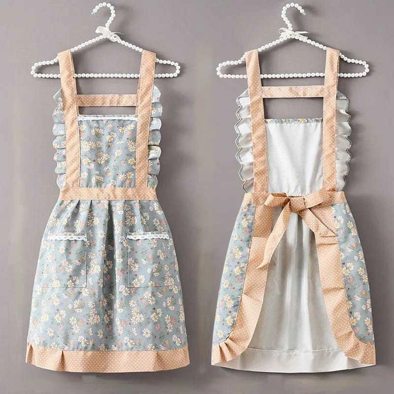 Celemek Dapur Dewasa Apron Memasak Wanita Anti Minyak Motif Bunga
