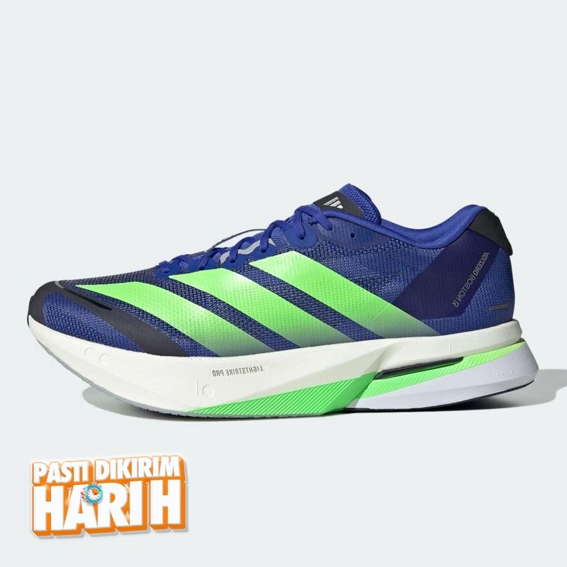Sepatu Lari ADIDAS Adizero Boston 13 M Lucid Blue - Lime Burst - Core Black Original Js4944