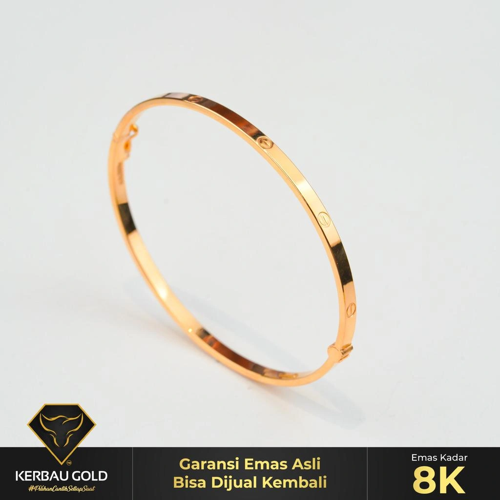 [Kerbau Gold] Gelang Emas Bangle CTR 8K - Emas Asli 100%
