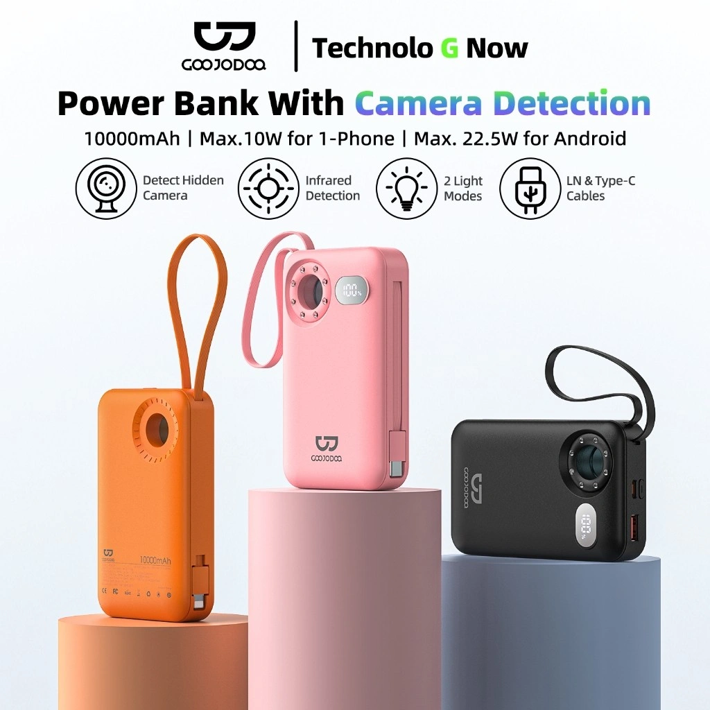 Goojodoq Power Bank 10000mAh 22.5W Steker Lipat Dilengkapi Dengan Kabel Ganda Powerbank with LED Display