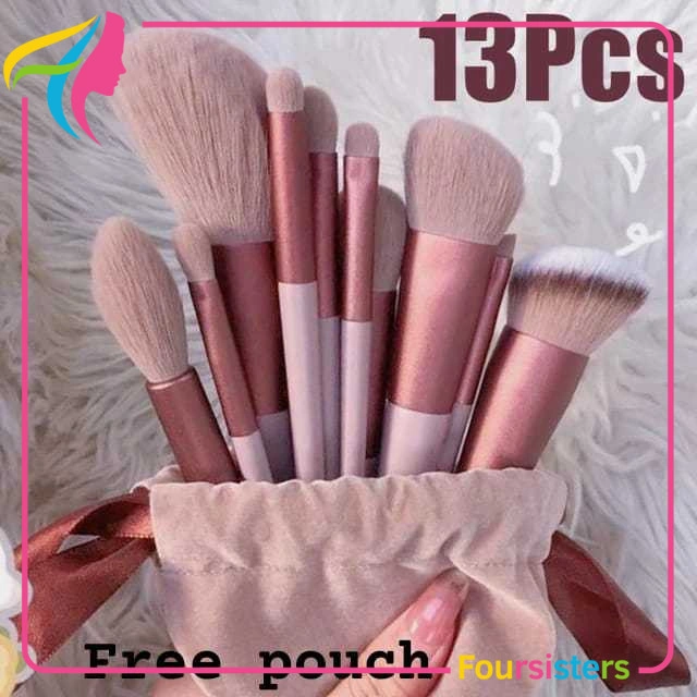 [FS] FREE POUCH Kuas Make Up 13 Pcs Set Kuas Make Up Brush 13pcs Bulu Sintetis Set Make Up Brush Mini Travel