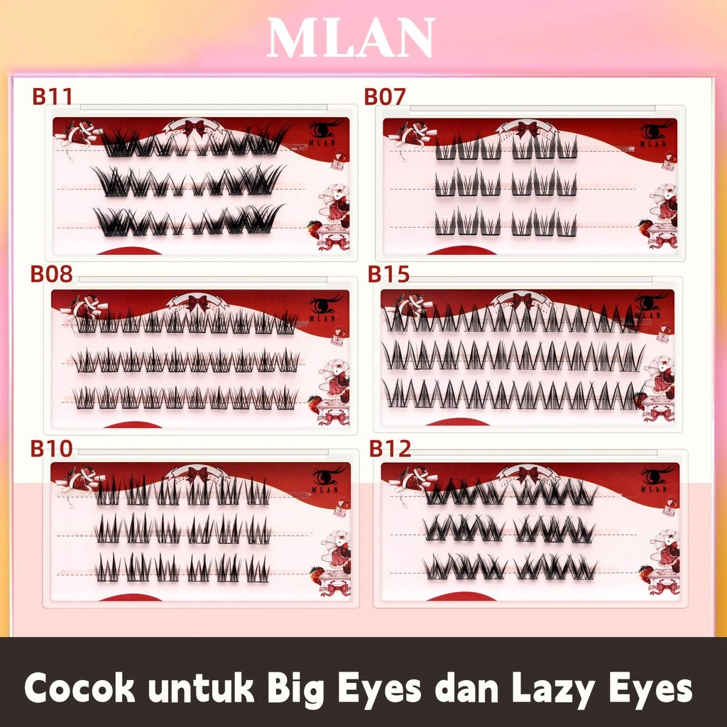 MLAN Tanpa Lem Natural - Bold Bulumata Palsu Serat Kapas Hitam Pekat C Curl (Hanya Bulu Mata)