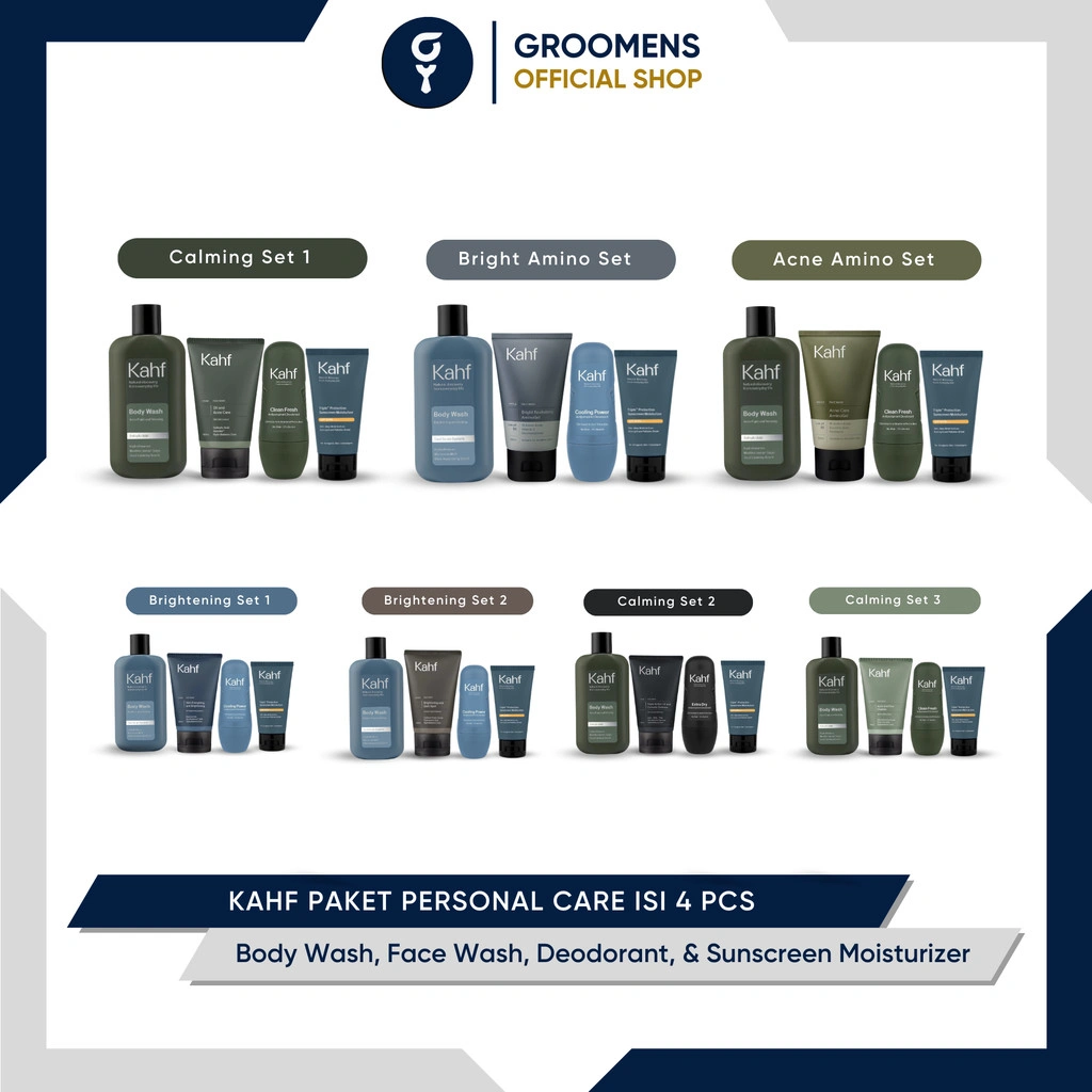 Kahf Paket Personal Care Isi 4 pcs - Face Wash, Body Wash, Sunscreen, & Deodorant