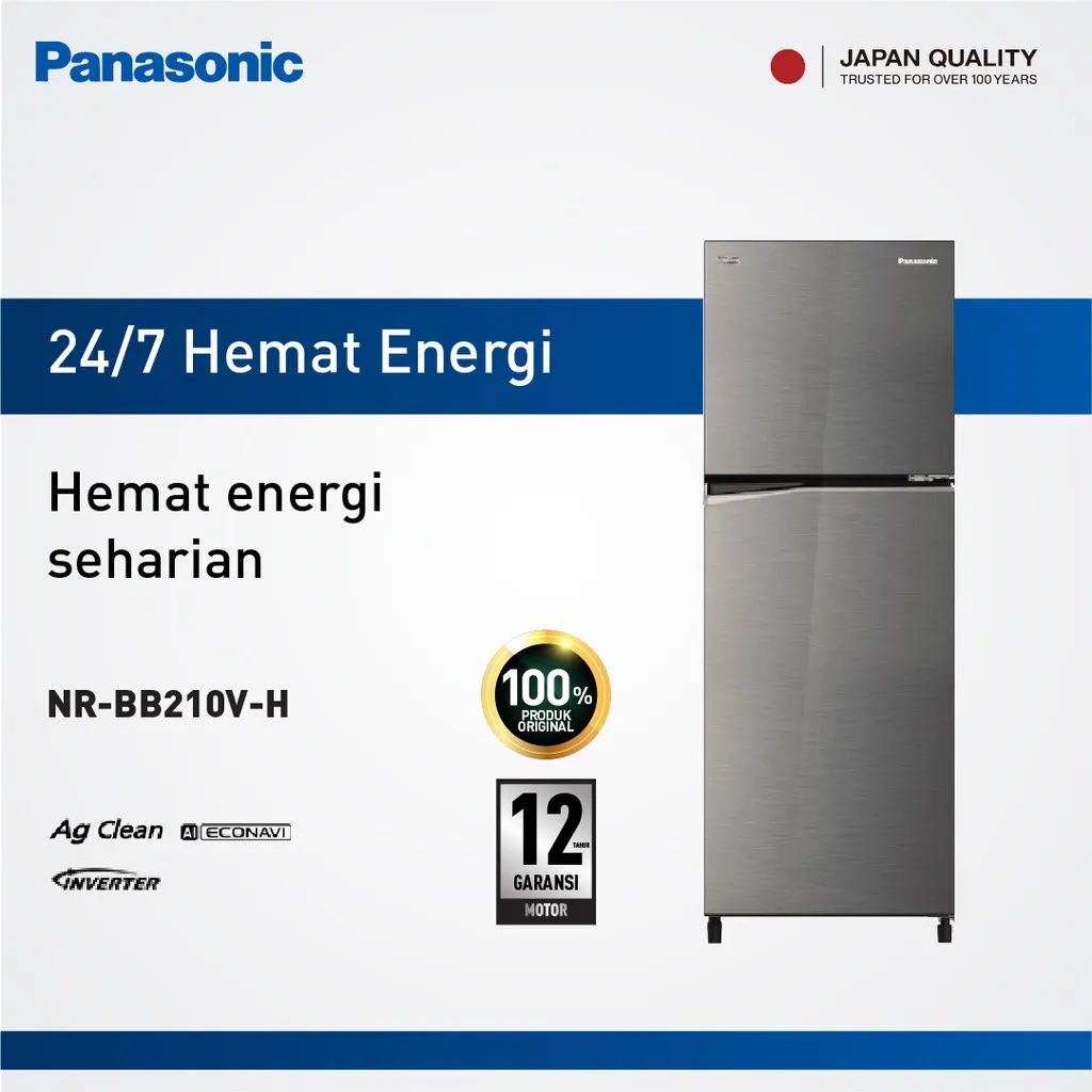 Panasonic NR-BB210V-H Kulkas 2 Pintu Inverter - Glory Grey