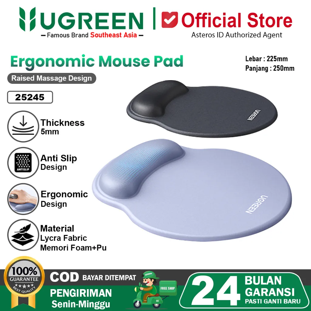 UGREEN Mouse Pad Bantalan Pergelangan Tangan Mouse Anti Slip Premium