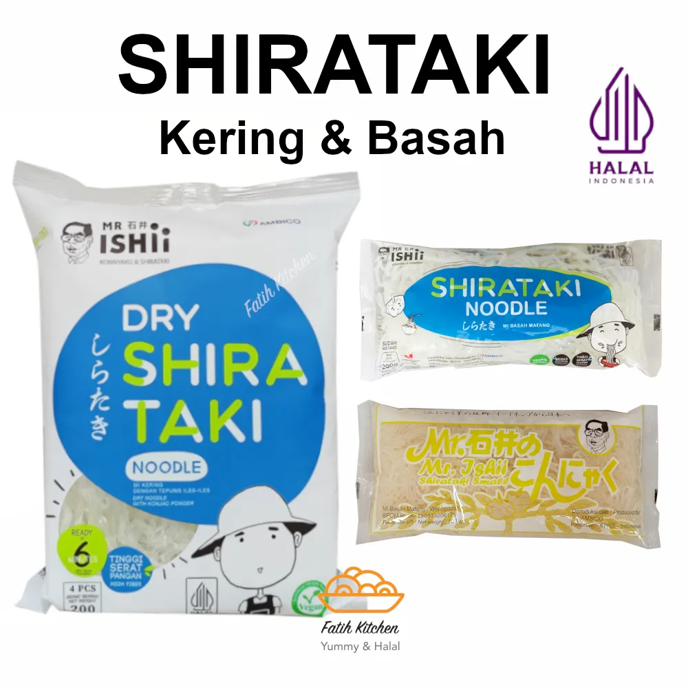 MR. ISHII Shirataki Noodle Kering & Basah – Mie Tinggi Serat & Rendah Kalori, Cocok Untuk Diet