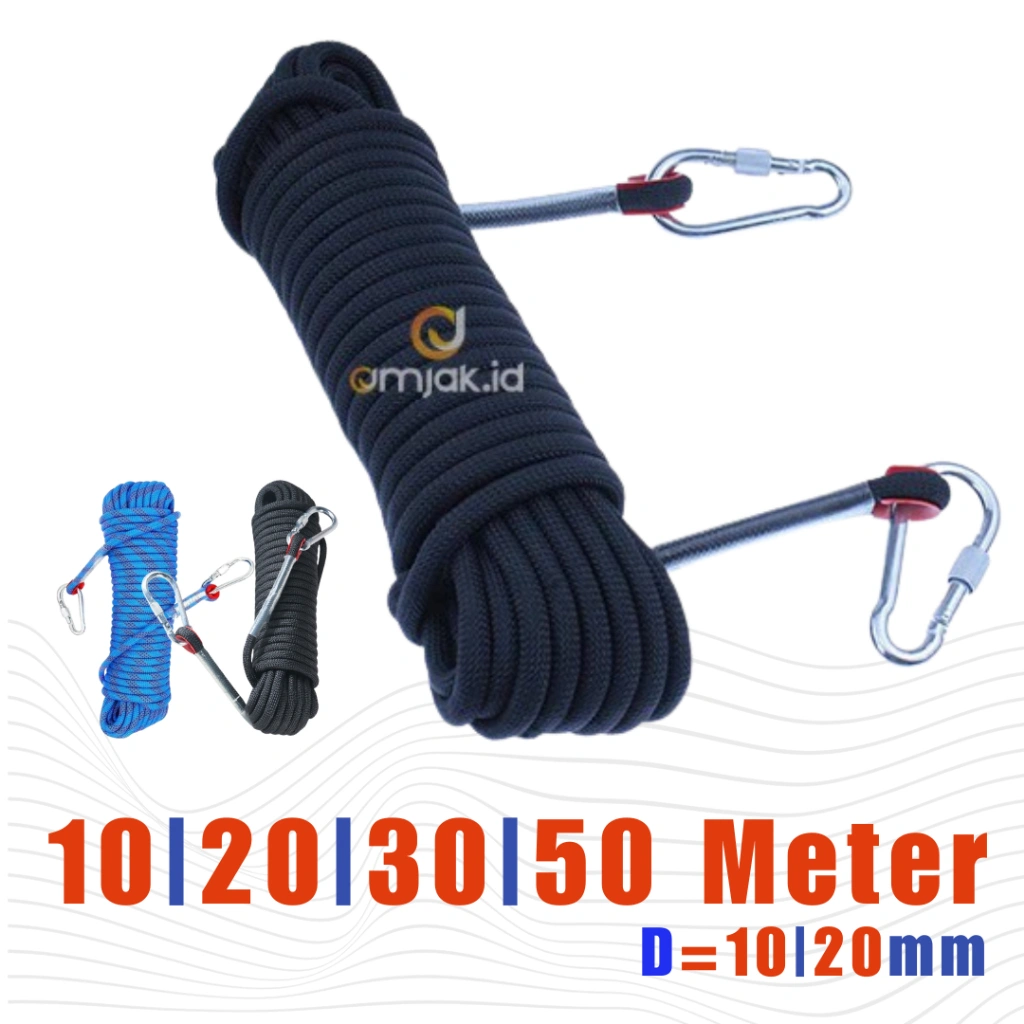 Tali Paracord Panjat Tebing Climbing Rope Diameter 10mm -12mm carabiner
