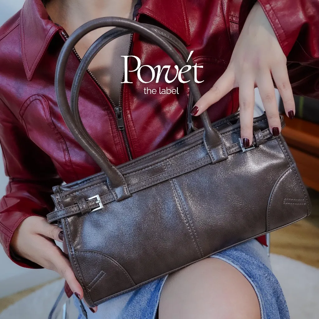 PORVET LILIUM BAG - Stylish Leather Shoulder Bag With Long Strap - Tas Selempang Wanita Bahan Kulit
