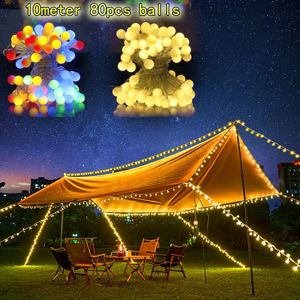 Lampu Hias Dekorasi Tenda Pesta Glamping Light Lamp Tenaga Baterai atau colok USB Panjang 10 meter 80Led twinkle/ lampu kelap kelip hiasan camping outdoor