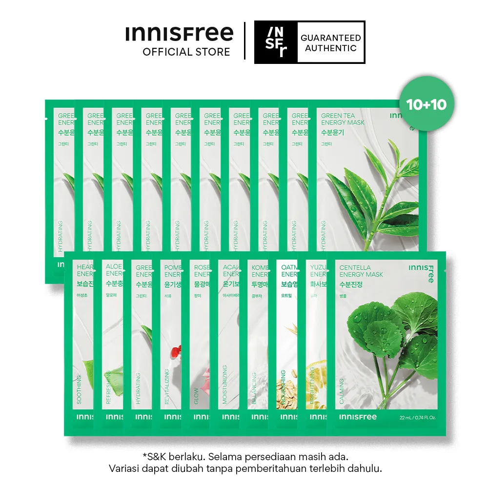 Buy 10 Get 10 Innisfree The 20 Days Sheet Mask Set Bundle