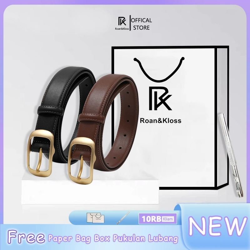 [Roan & Kloss] Ikat Pinggang Kulit Wanita Sabuk Wanita Fashion Gesper Wanita Gesper Kulit (Free Kotak+ Kartu Garansi+Tas Jinjing)