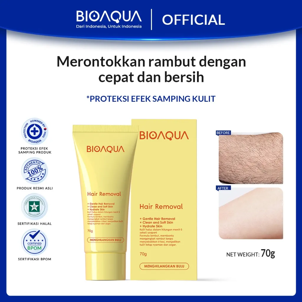 BIOAQUA Hair Removal Moisturizing Krim Perontok Bulu Ketiak Non-irritating Perontok Bulu Permanen Penghilang Bulu Ketiak / Waxing Ketiak / Perontok Bulu Kemaluan BPOM