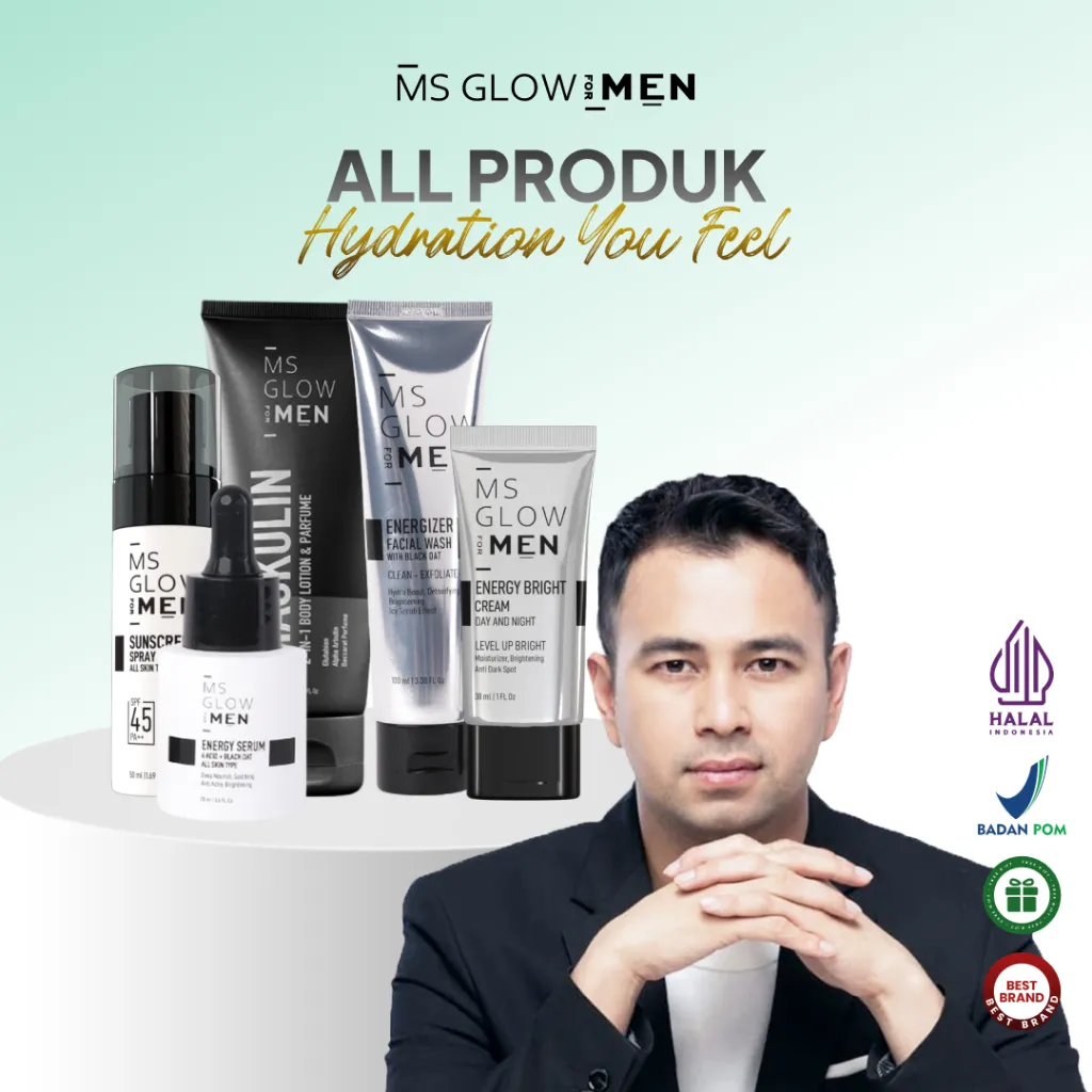 Ms Glow Men Original 1 Set Paket wajah Pria Membersihkan Wajah Berminyak Anti Kusam Brightening - Hydration - Anti Acne Flash Sale