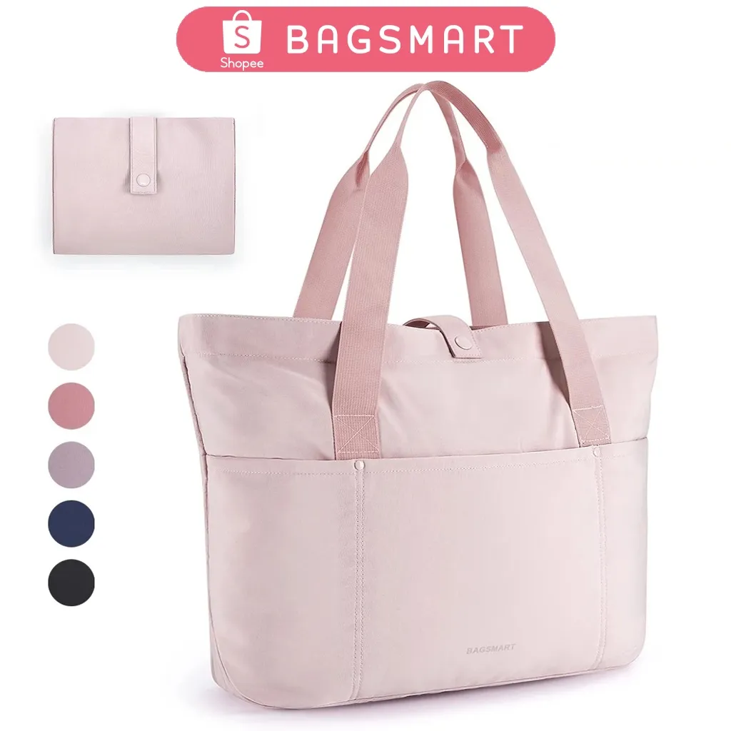 BAGSMART Tas Wanita Tote Bag Foldable Tote Bag With Zipper Large Shoulder Bag Handbag for Travel