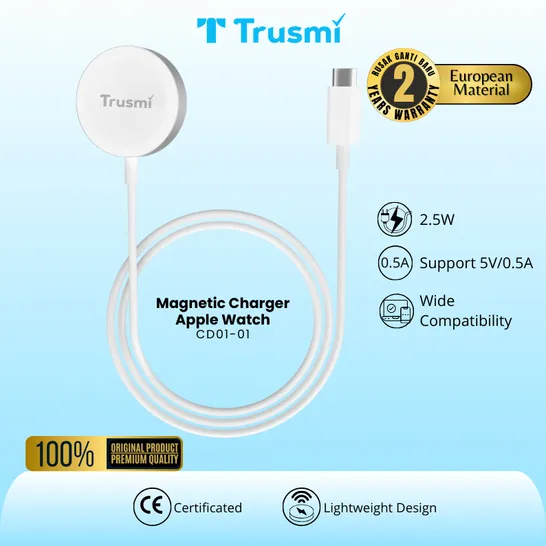 Trusmi Magnetic Wireless Charger 2.5W For Apple Watch 1M Fast Charging Original iWatch All Series