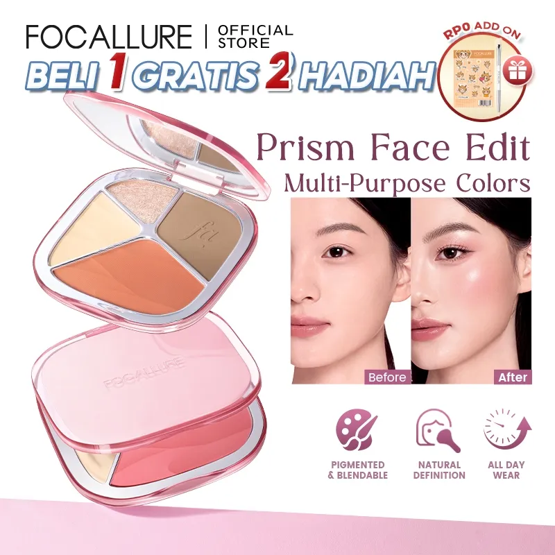 [NEW]FOCALLURE Face Palette Multi-Use Blush Contour Highlighter Natural High Pigmented Blendable All Day Wear