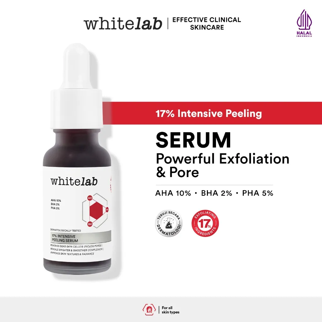 Whitelab 17% Intensive Peeling AHA BHA PHA Serum - Serum Eksfoliasi Pengangkat Sel Kulit Mati Memperbaiki Tekstur Kulit Sebum Melting Komedo [BPOM]