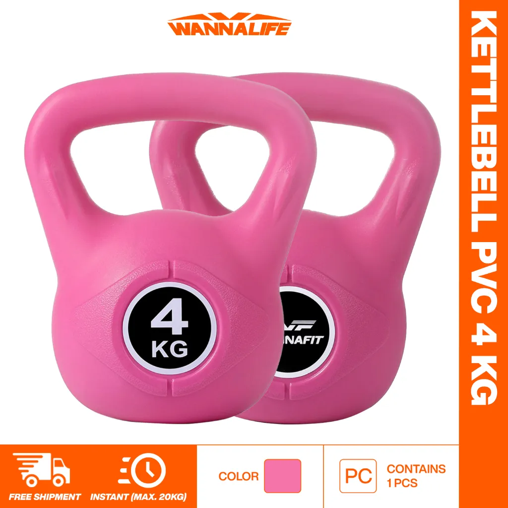 WANNALIFE Kettlebell 4kg Pink | Alat Latihan Beban