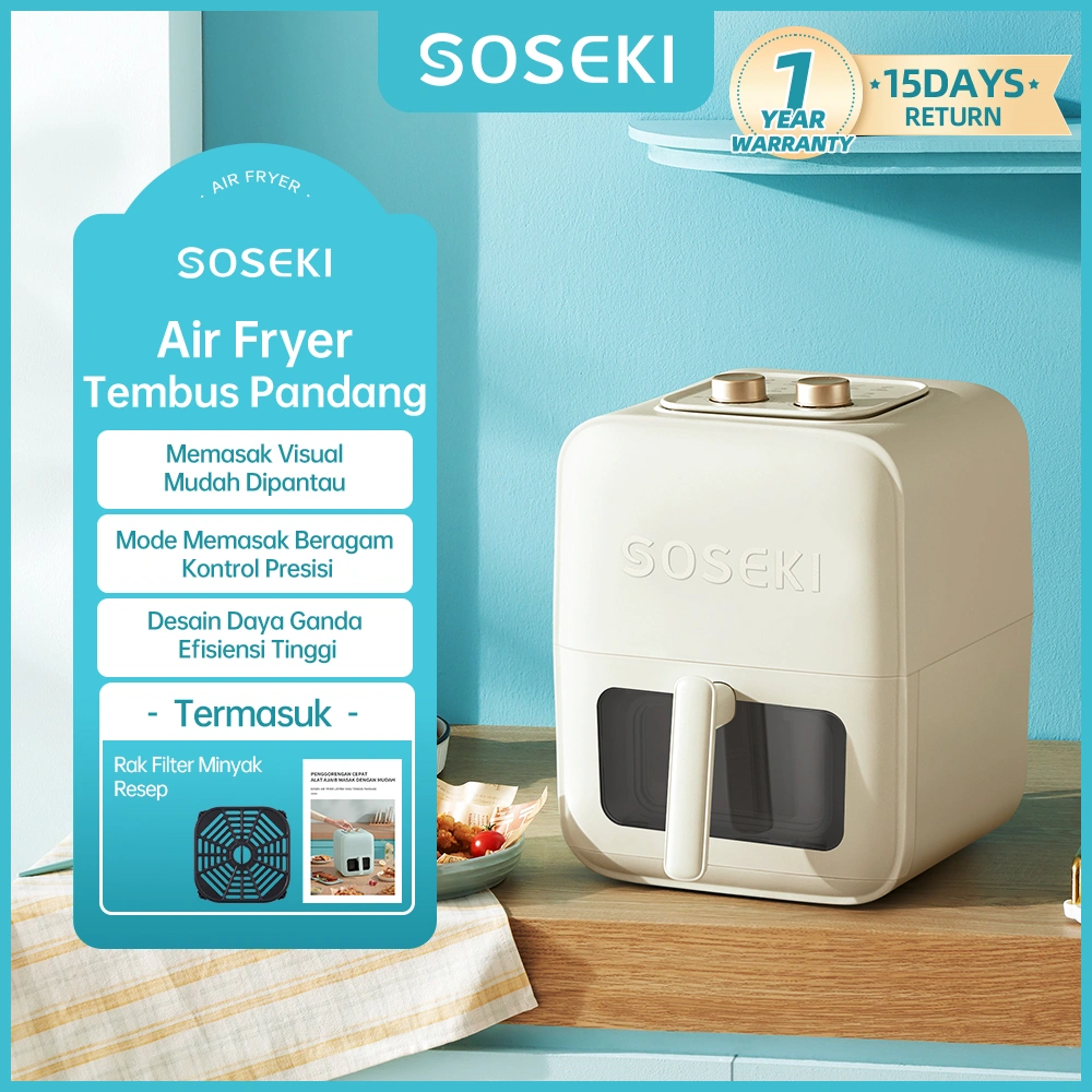 SOSEKI Air Fryer Low Watt 4.0L Transparan 800W / 1500W