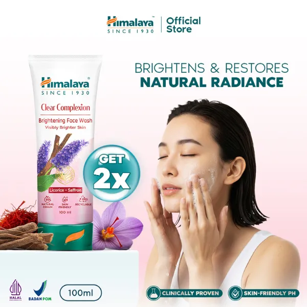 ( Bundle isi 2 ) Himalaya Complexion Brightening Face Wash 100ml | Sabun Cuci Muka Untuk Mencerahkan Kulit | Saffron, Licorice & Pomegranate "