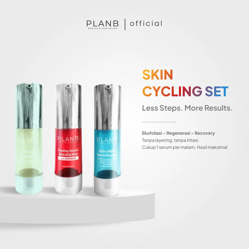 PLAN B Kosmetik - Serum Skin Cycling BPOM | Retinol, Hydrawhite, AHA BHA PHA + Ceramide | Skincare Anti Residu
