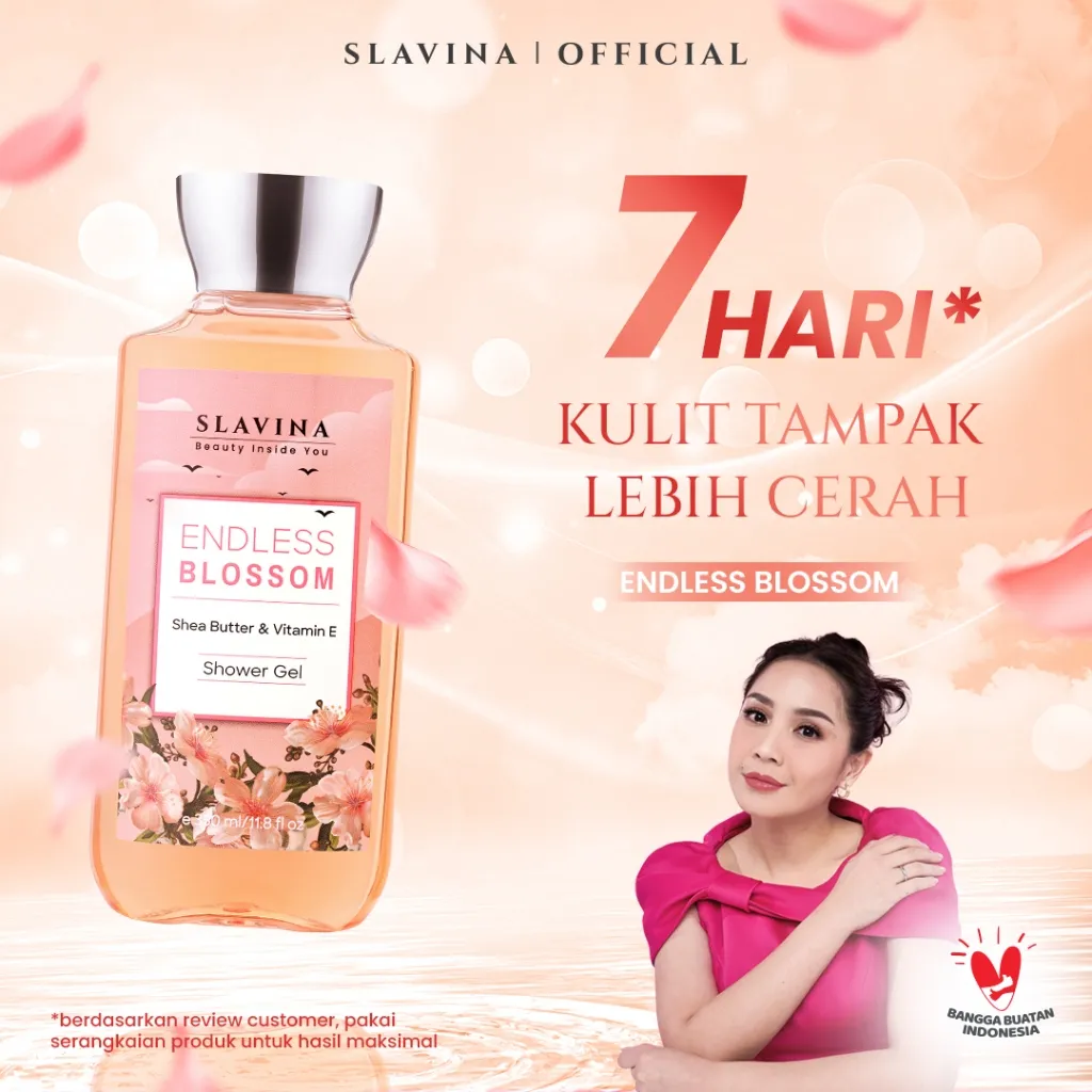 SLAVINA Shower Gel Endless Blossom by Nagita Slavina – Sabun Mandi Cair Wangi Tahan Lama, Body Wash Parfum Mewah Dengan Shea Butter Dan Vitamin E Melembabkan Kulit