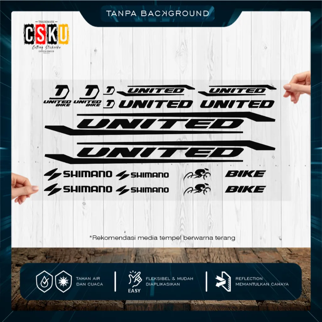 Cutting Stiker United Set Dewasa Variasi Sepeda Sticker Frame Aksesoris Body Style Lipat Keren Decal Striping Bike Road Fixie Mtb Balap Timbul Universal Murah Reflective Nyala Tahan Air Bodi Hologram Batang Gunung Anak Sepedah Kustom Modif