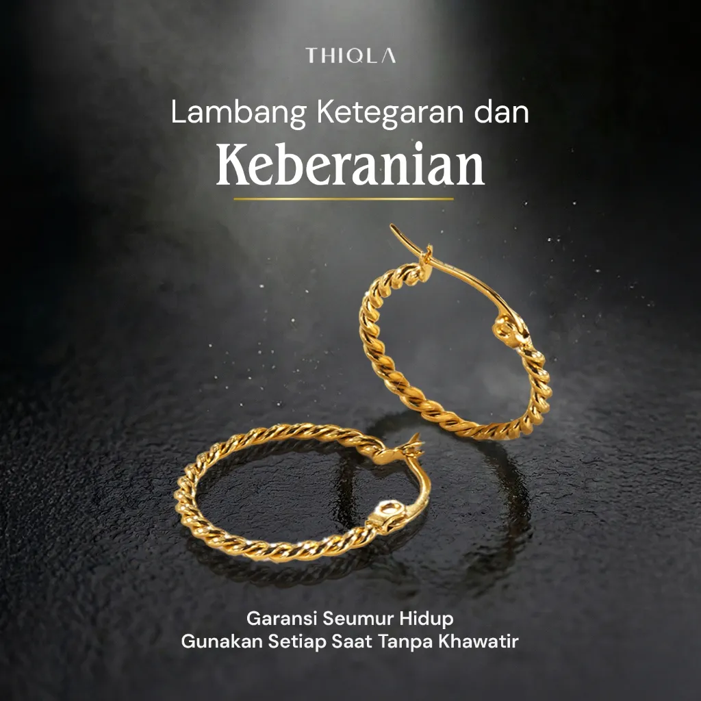 Thiqla - Anting Wanita Izzah - Anting Tusuk - Anting Anti-Karat, Anti-Hitam, Anti-Alergi - Garansi SEUMUR HIDUP - Aksesoris Perhiasan Stainless Steel 316L