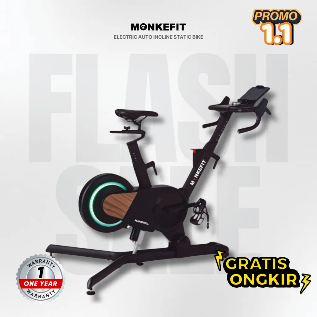 Monkefit Spinning Bike - Sepeda statis dengan auto Incline
