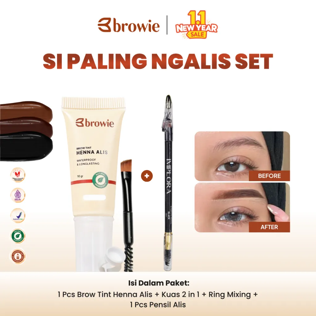 [SI PALING NGALIS SET] browie Brow Tint Henna Alis + Pensil Alis Implora | eyebrow waterproof gel